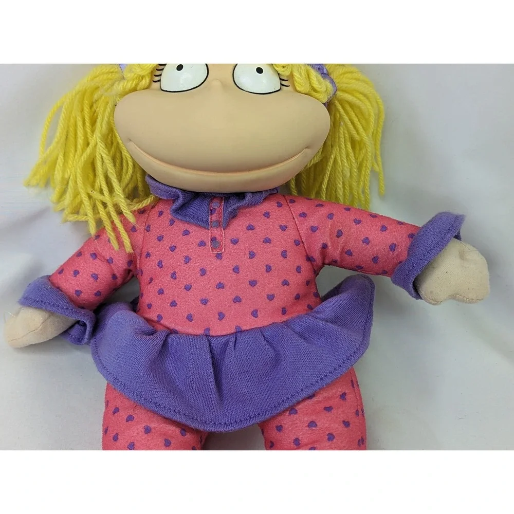 Mattel Rugrats Angelica Doll Plush 12 Inch Pink Purple‎ Hearts Stuffed